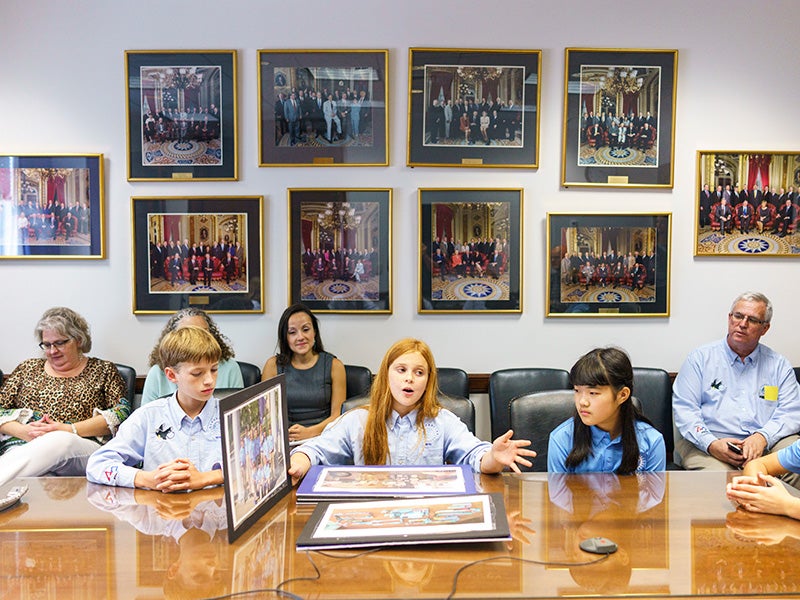 Hyperbolics member Emma Turgeon presents some of the dangers of lead wheel weights to Environment and Public Works Committee staff in the Hart Senate Office Building, Washington, D.C.,October 7, 2016.