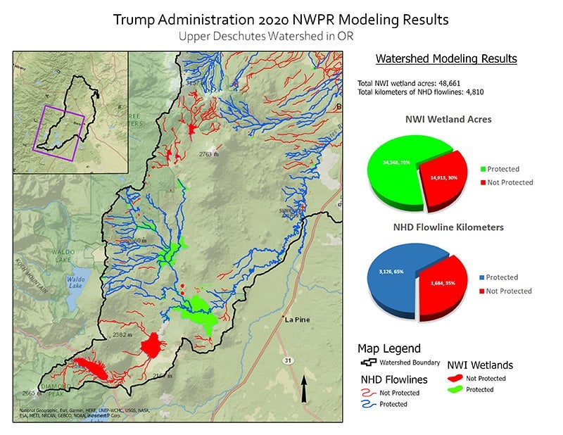 Protected Water and Wetland Modeling Results for Upper Deschutes Watershed.