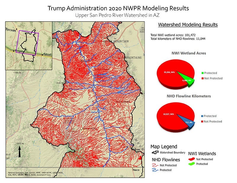 Protected Water and Wetland Modeling Results for Upper San Pedro Watershed.