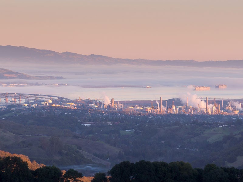 A refinery in the city of Martinez, next to the San Francisco Bay. The region is already heavily contaminated by the effects of Tesoro's and other nearby refineries.
(Photo courtesy of Jaeger Moore)