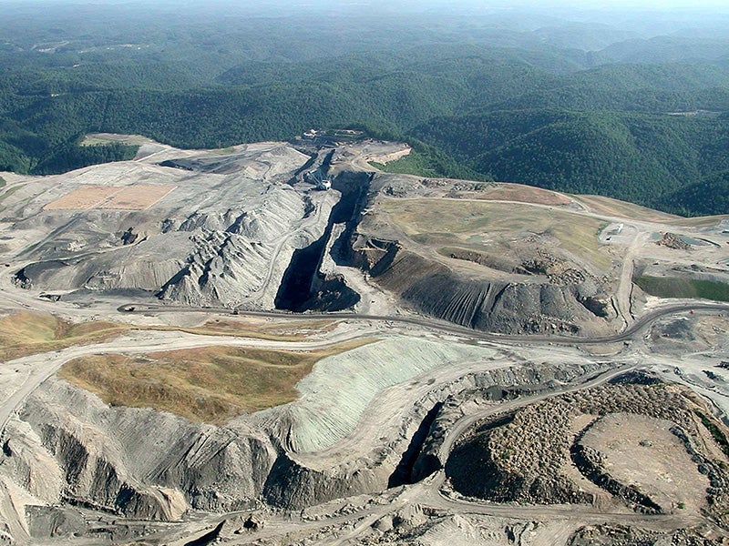 Mountaintop removal coal mining devastates the landscape, turning areas that should be lush with forests and wildlife into barren moonscapes.
(Photo courtesy of OVEC)