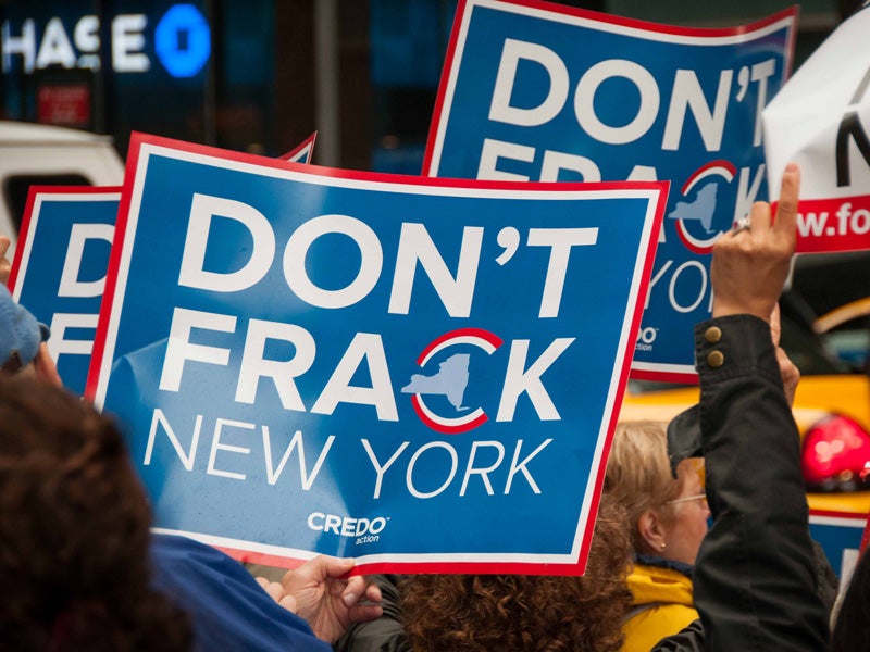Activists in New York protesting fracking before the ban.