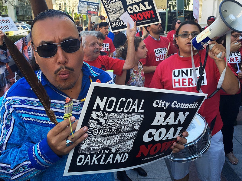 Residents of west Oakland, Calif., rallied against a coal export facility in 2016.