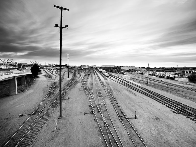 Railway tracks in Oakland, California.