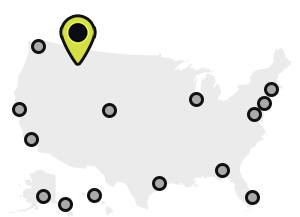 Map of Earthjustice’s office locations, with the Bozeman, Mont., location highlighted.