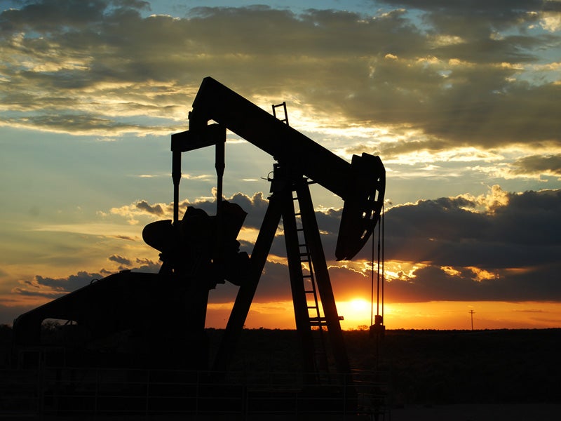 An oil pump jack in western Texas.