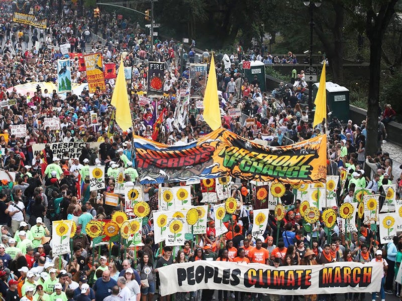 More than a hundred thousand people joined the Climate March in New York City.