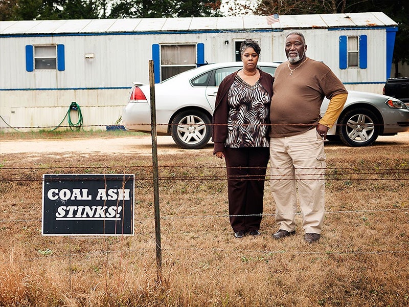 William Gibbs and his wife live near the massive coal ash dump in Uniontown, AL. "I wanted to move away from the noise and the hardness of the city. So I came here for some peace and quiet in the country ... now they've pushed this thing right on top of us. Now, I'm too old to move and no one would want to buy this place anyways," says Gibbs.
(Chris Jordan-Bloch / Earthjustice)