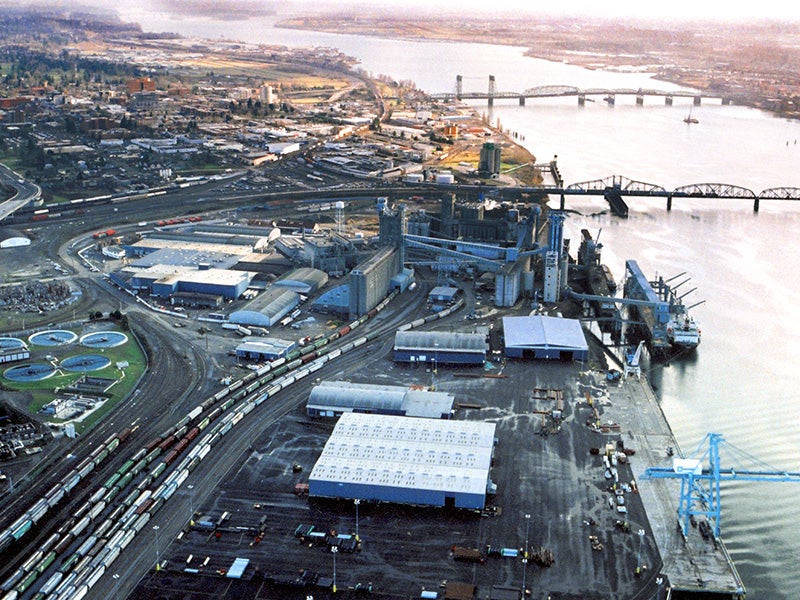 The Port of Vancouver in Washington State. Tesoro-Savage has proposed to build and operate the largest oil terminal on the West Coast.
(ODOT via Washington State Dept. of Transportation)
