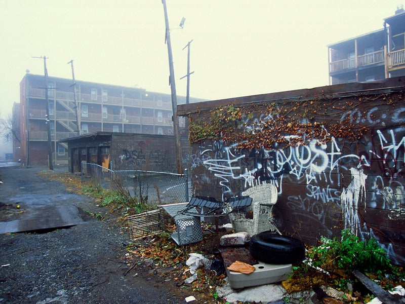 This urban neighborhood in Massachusetts has poor air quality and those that live here are more likely to suffer from related respiratory illnesses.
()