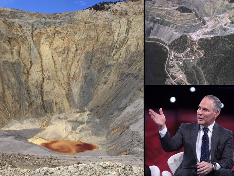 The Chevron Questa Mine in New Mexico. Listed as a Superfund site in 2000, it leaches acid mine drainage that flows into surface and groundwater.