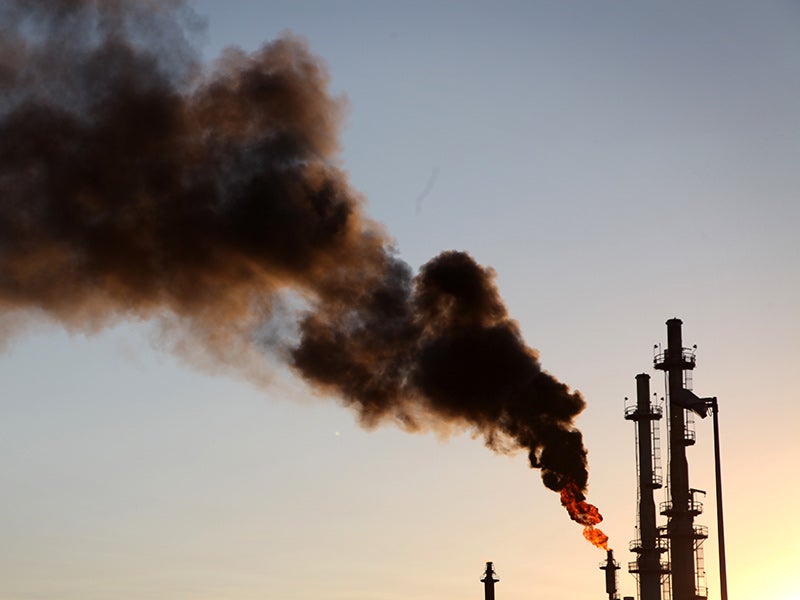 Flaring at a oil refinery.