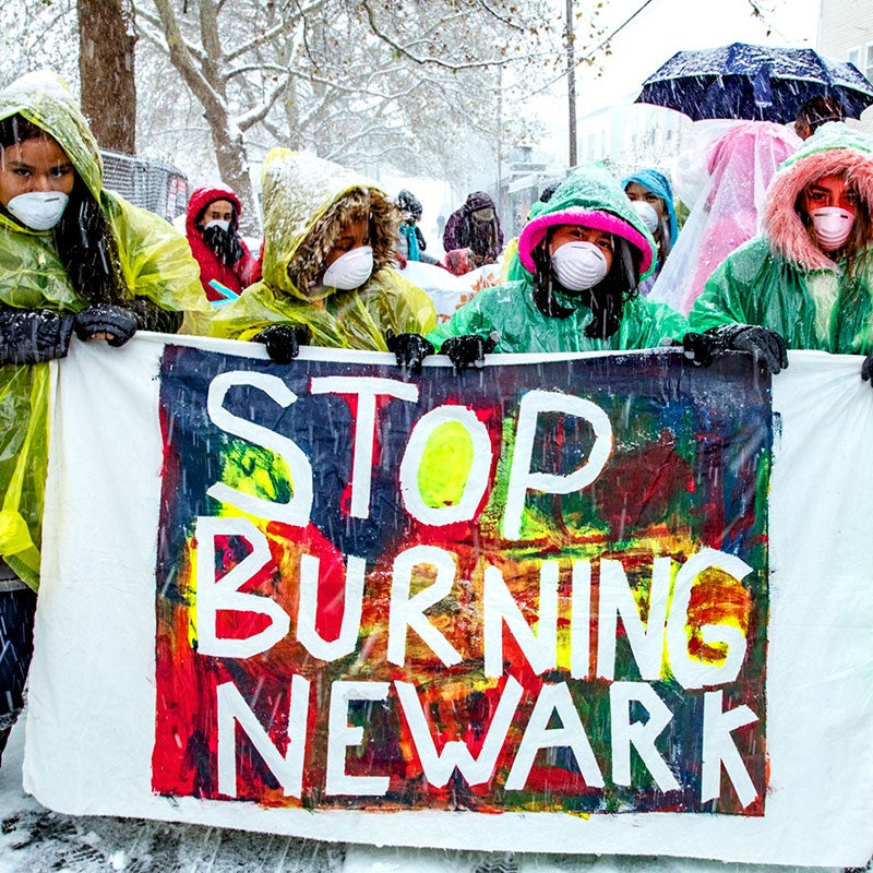 Newark children demand clean air instead of pollution from local incinerators.
(Ironbound Community Corporation)