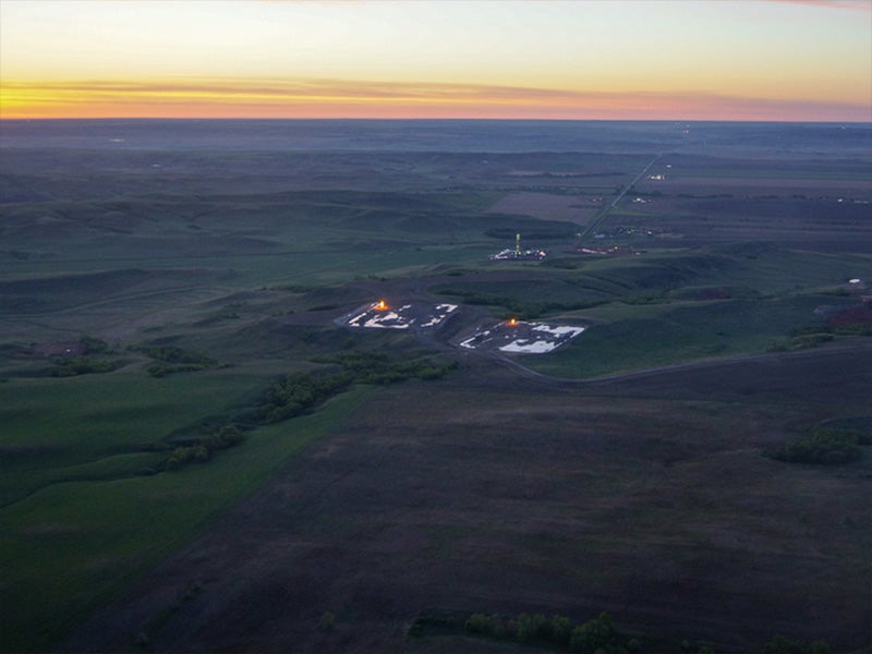 Flaring in gas wells in Rifle, CO.