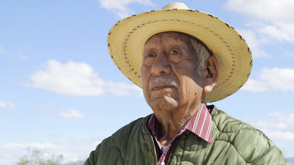 An elder of the Tohono O’odham Nation speaks out against Hudbay Minerals’ proposed copper mine.
(Rogelio Garcia still from “Ours is the Land”)