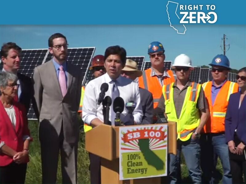 California Senate President Pro Tempore Kevin de León introduces SB 100 at a press conference on May 2, 2017.(California Senate Democrats)