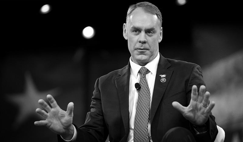 U.S. Congressman Ryan Zinke of Montana speaking at the 2016 Conservative Political Action Conference in National Harbor, Maryland. March 3, 2016.