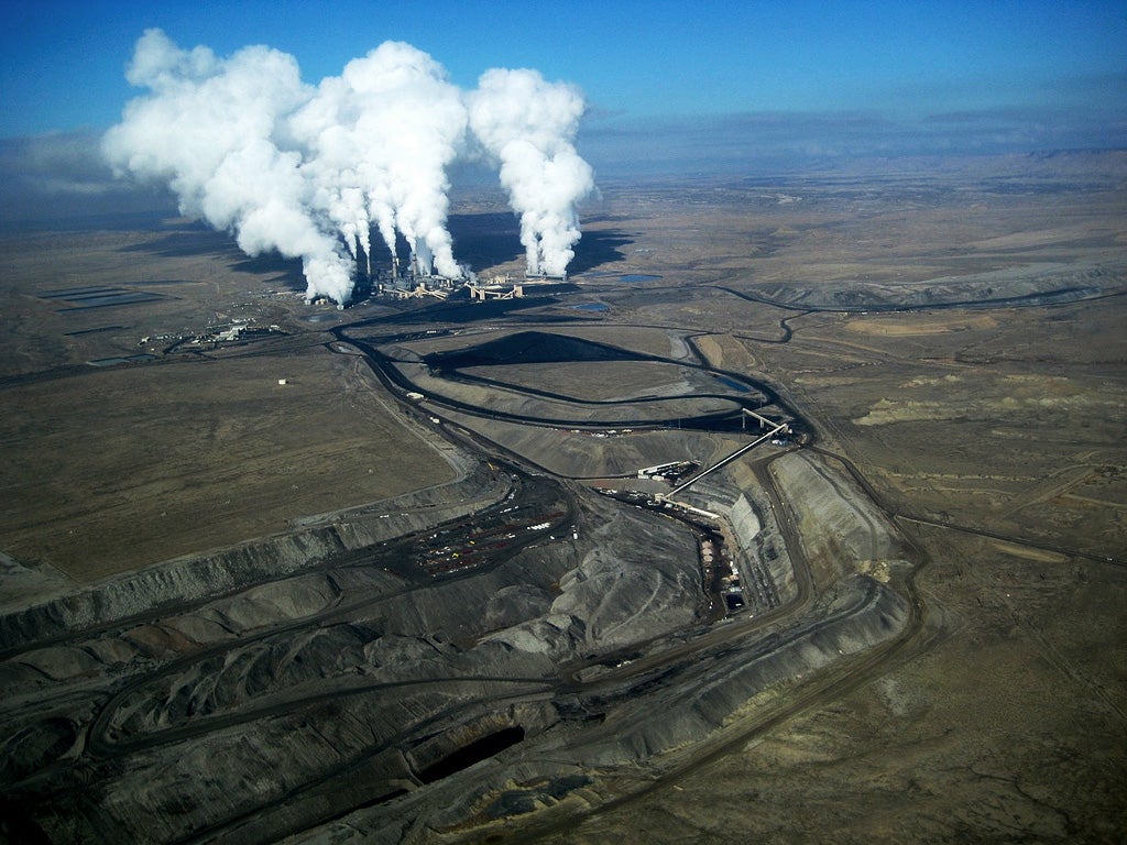 San Juan Generating Station, above, is a coal-fired power plant adjacent to a coal mine in New Mexico.
(San Juan Citizens Alliance/EcoFlight)