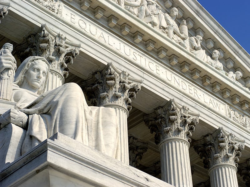 The statue &#039;Contemplation of Justice&#039;, outside of the U.S. Supreme Court building.
