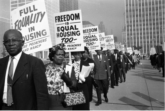 NAACP supporters picket housing discrimination in 1963