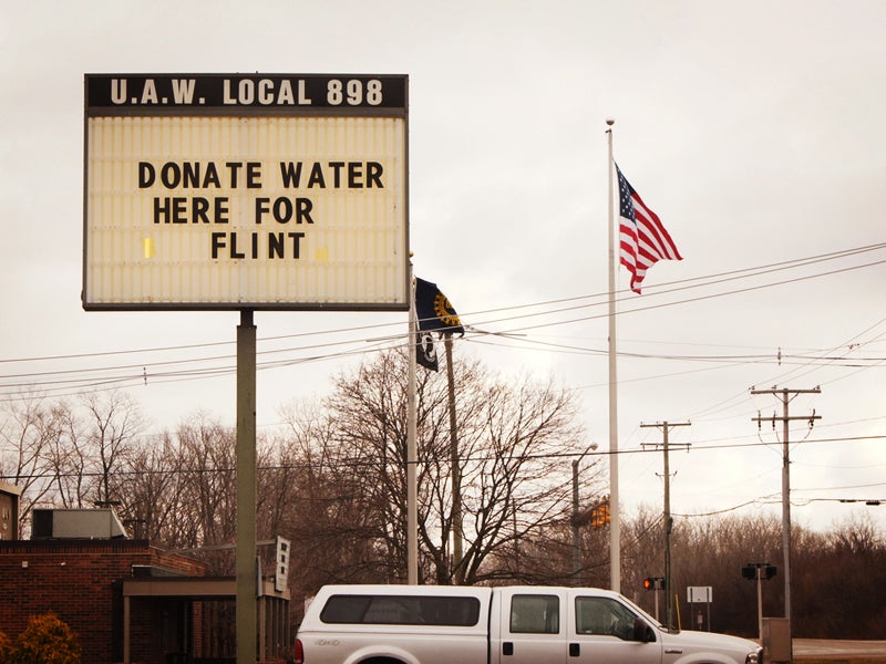 Flint, Michigan, during the lead contamination crisis in January 2016.