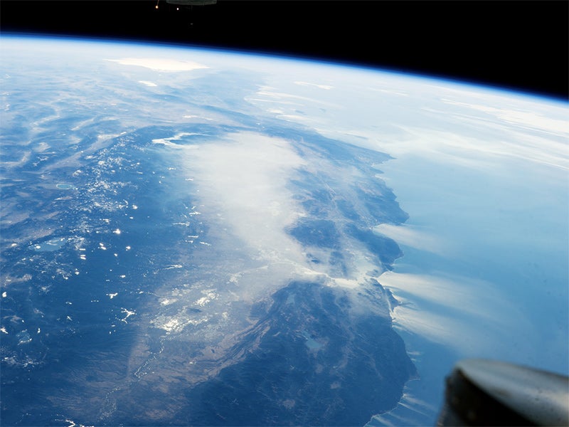 Haze over California’s Central Valley, viewed from the International Space Station on January 17, 2014.