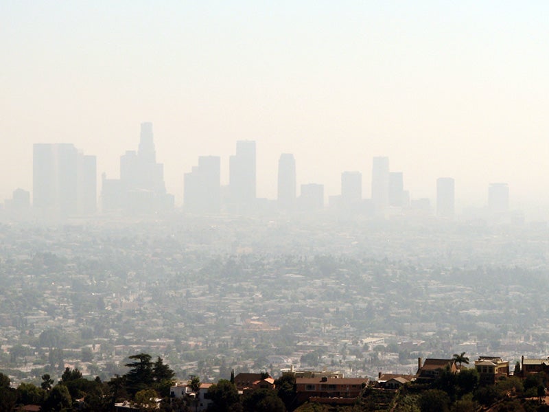 Smog covers the city of Los Angeles.