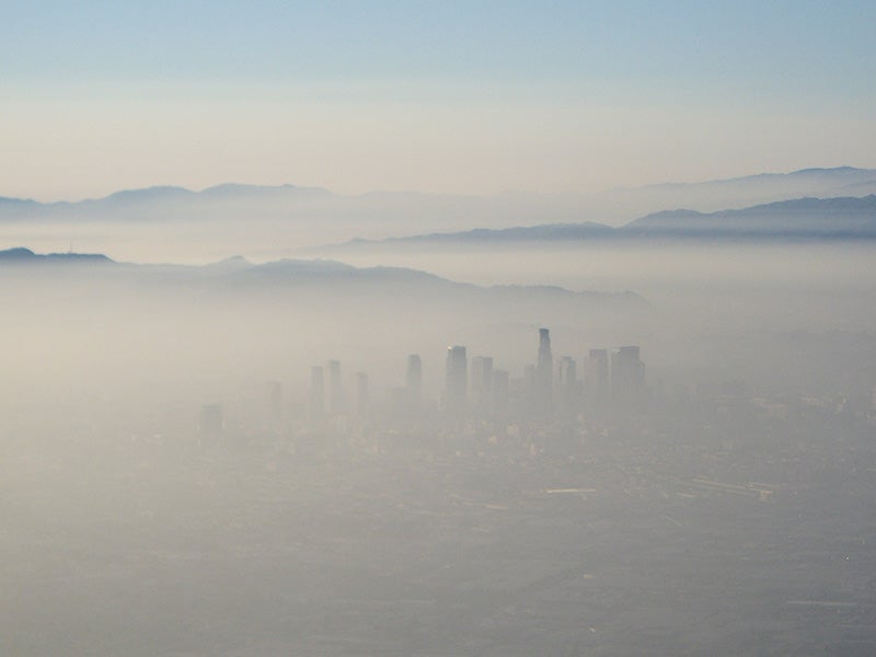 Smog covers the city of Los Angeles. Three million people in the greater Los Angeles area are living with asthma, diabetes, cardiovascular disease, and other smog-related diseases.
(Photo courtesy of Jordan / Flickr)