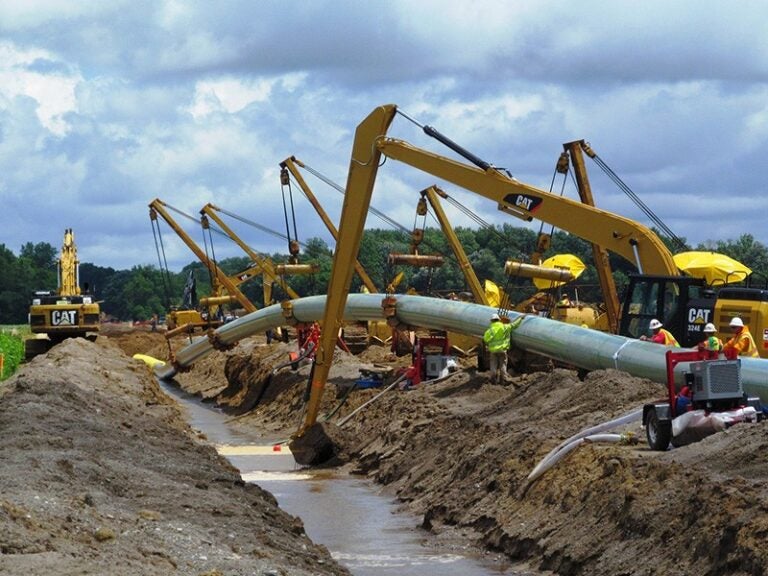 The construction of a gas pipeline in Michigan.