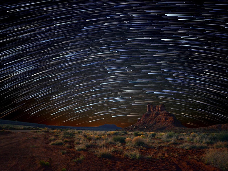 Star trails over Bears Ears National Monument in Utah.