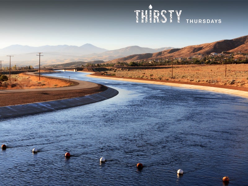 An aqueduct carrying water from the northern California Bay Delta through the state's arid Central Valley.