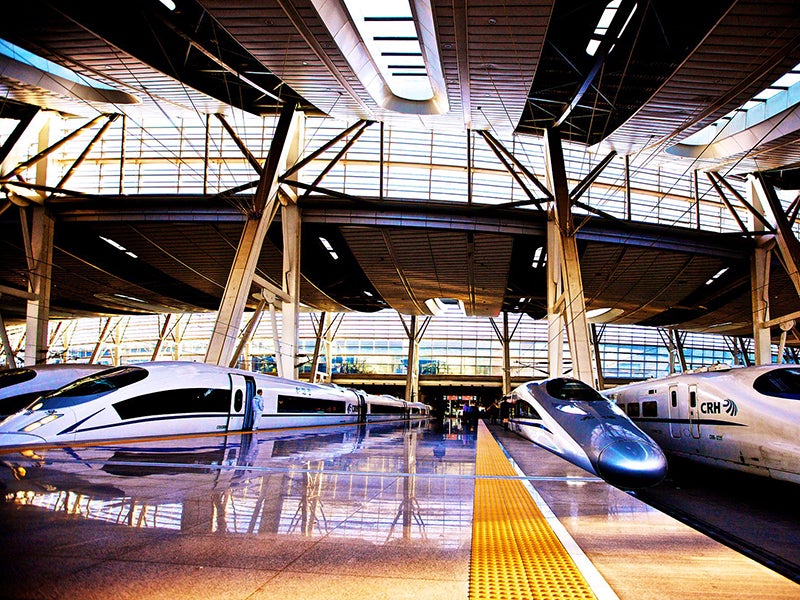 The sleek new high speed rail platform in Beijing’s South Railway Station.
(United States Army Band)