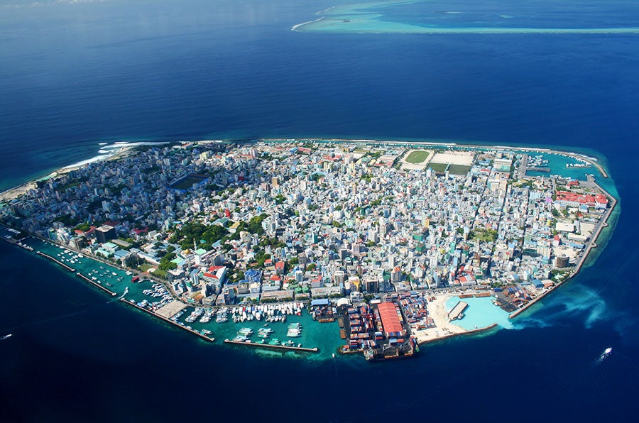 The island of Male, capital of Maldives Islands.