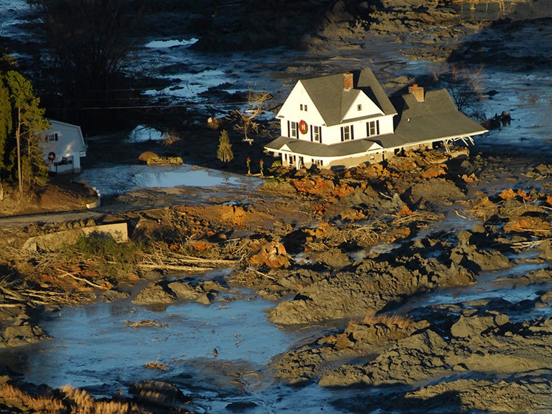 The devastating coal ash spill at Kingston, TN in December 2008.