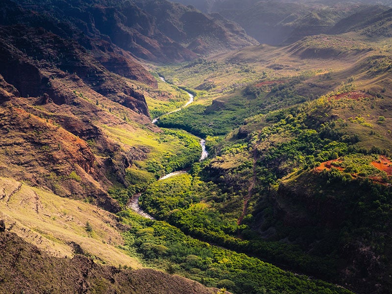 The Waime canyon and river in Kaua'i, Hawai'i