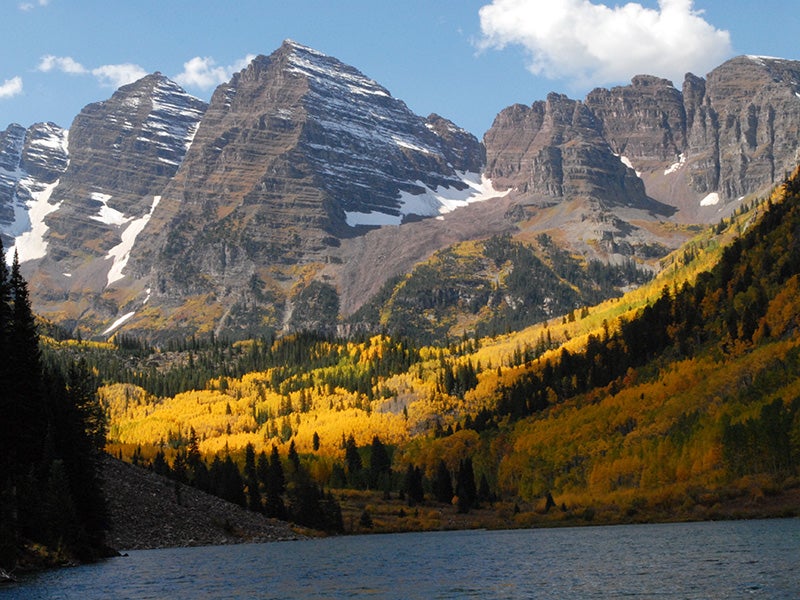 Maroon Lake, in Colorado's White River National Forest. The oil and gas leases cover approximately 80,000 acres, with nearly 60% of that acreage falling within National Forest roadless areas.
(Scott Mecum / USDA)