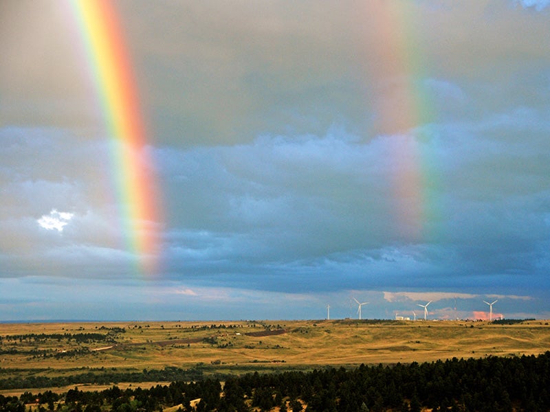 Double rainbows over NREL&#039;s National Wind Technology Center in Colorado.