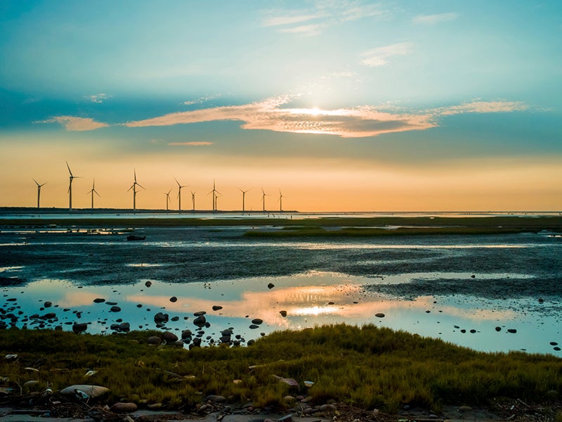 Wind turbines at sunset.
(Jui-Chi Chan/iStock)