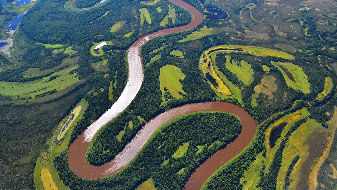 An aerial view of the Kuskokwim River.